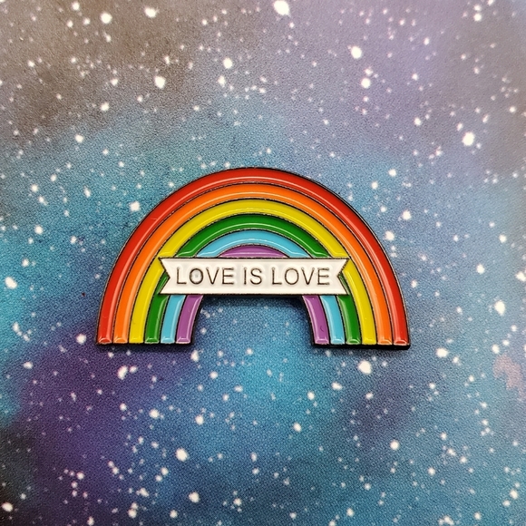 None Jewelry - Love Is Love Rainbow Enamel Pin